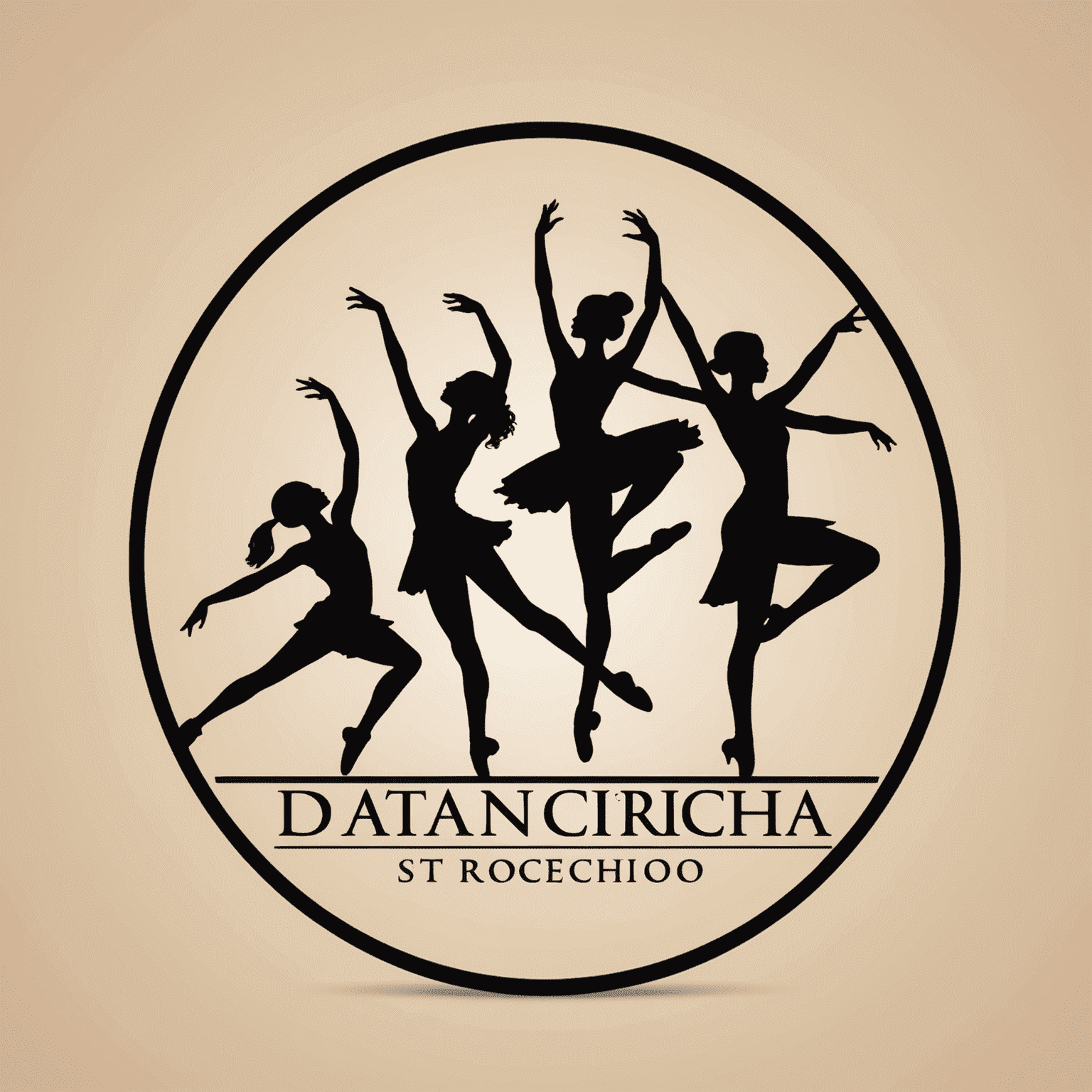 Dance and stretching studio logo featuring silhouettes of dancers in motion