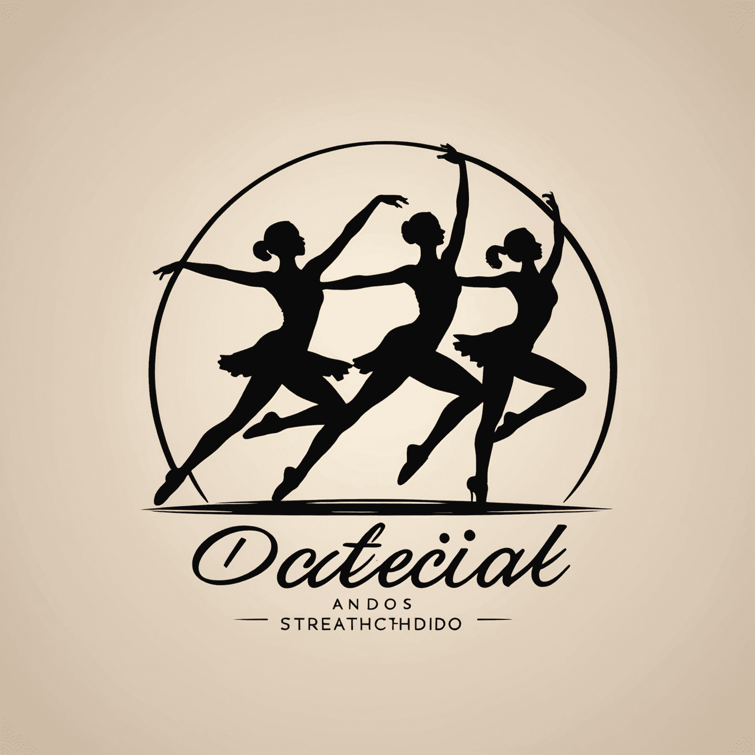 Dance and stretching studio logo featuring silhouettes of dancers in motion