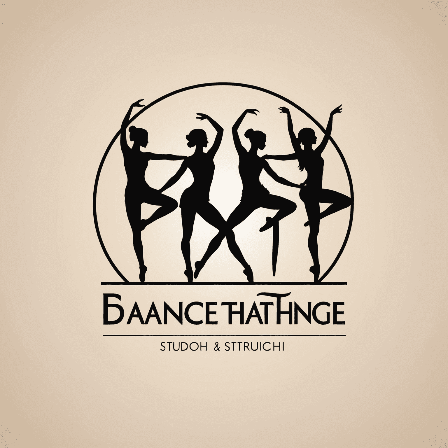 Dance and stretching studio logo featuring silhouettes of dancers in motion