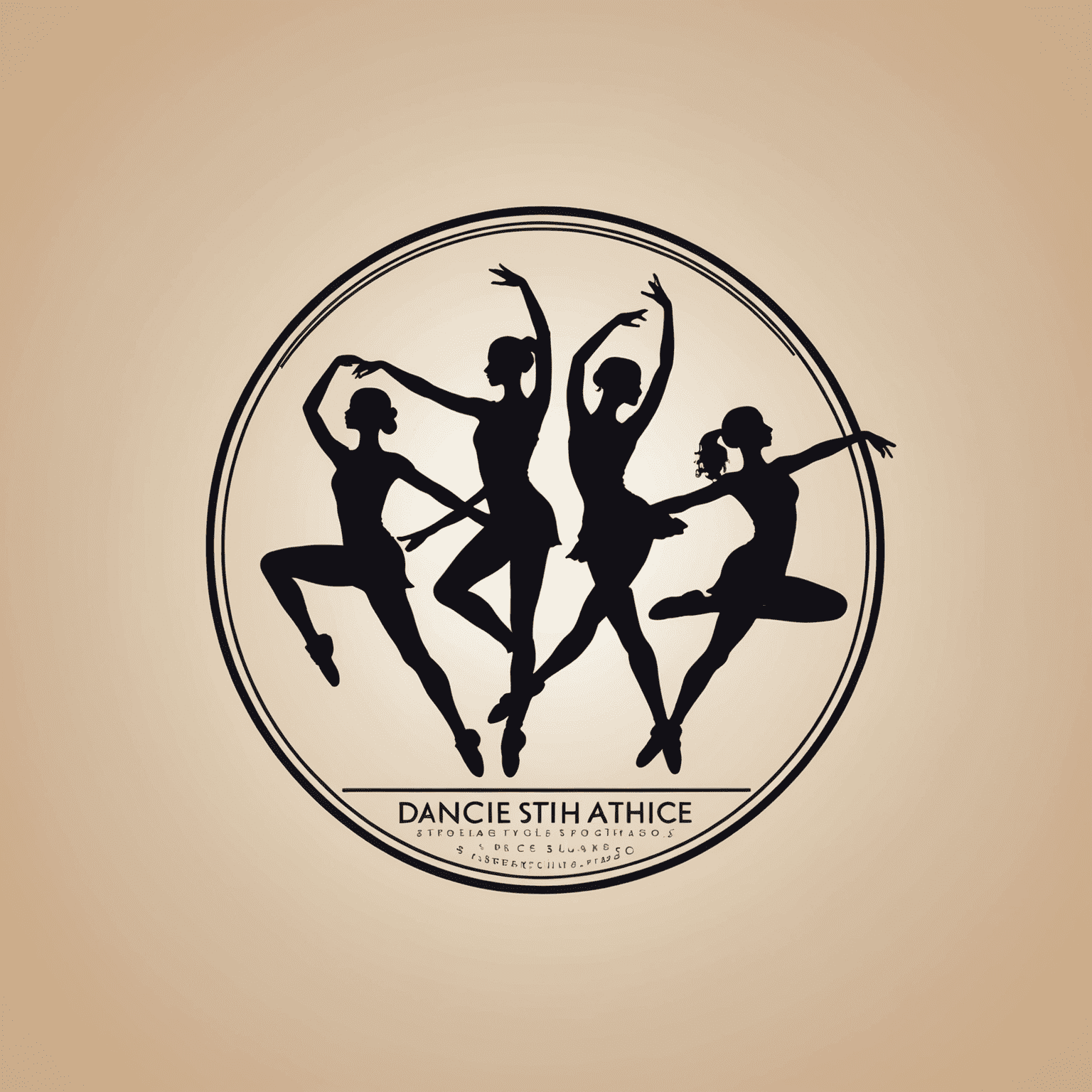 Dance and stretching studio logo featuring silhouettes of dancers in motion